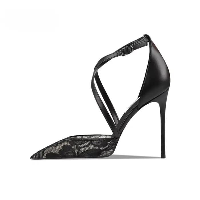 Nouvelles sandales à talons hauts en dentelle noire pour femmes