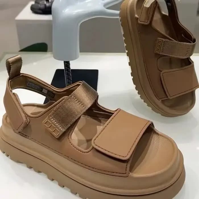 2025 été femmes sandales à la mode décontracté confortable fond épais rehaussant bout ouvert bande magique boucle