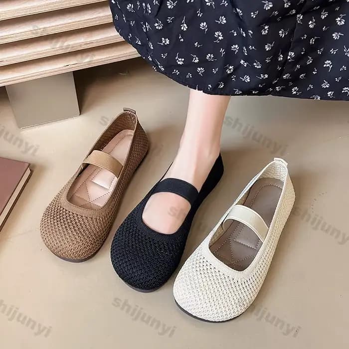 Sandales pour femmes 2025 été nouvelle maille respirant semelle souple antidérapant chaussures décontractées léger confortable mode sans lacet appartements