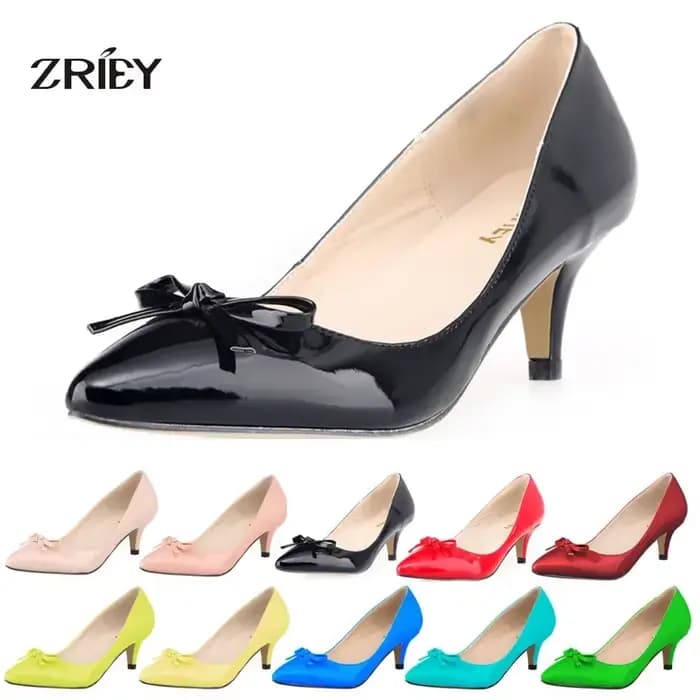 Escarpins Sexy en cuir verni à talons bas de 5cm pour femmes