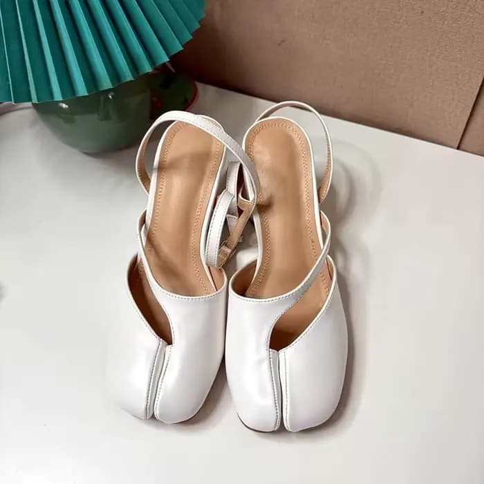 Tabi – escarpins d'été en cuir à bout fendu pour femmes noires