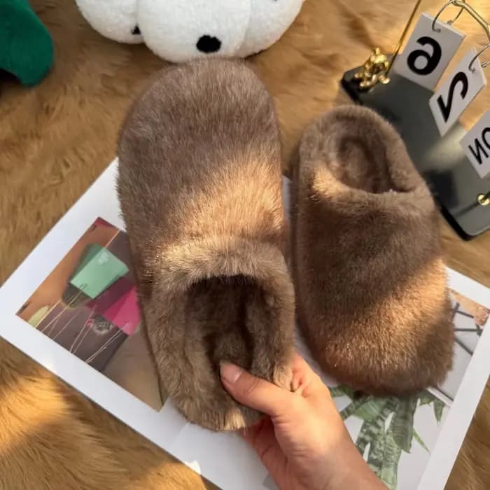 Mules en fausse fourrure pour femmes