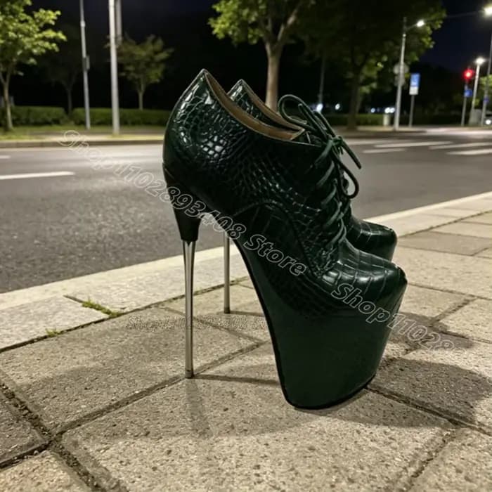 Escarpins à lacets violets 19 cm à motif animalier, plateforme, pour femme, soirée, danse, pole dance, Zapatos Para Mujeres