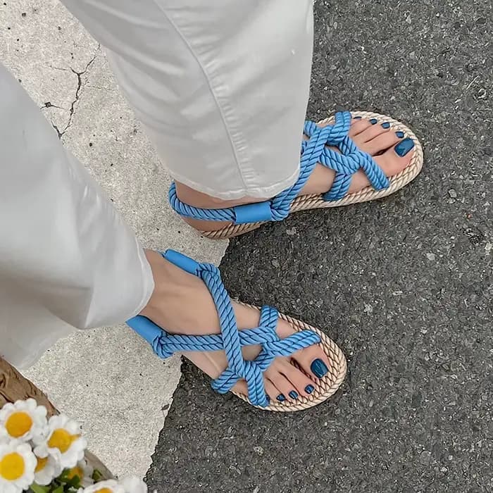 Sandales femme corde tressée avec Style décontracté traditionnel et créativité Simple