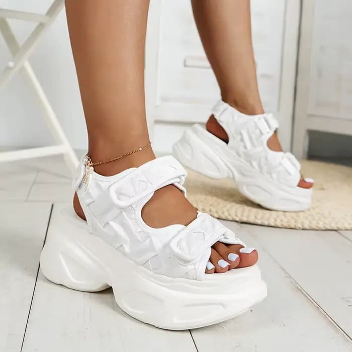 Sandales compensées blanches pour femme à plateforme