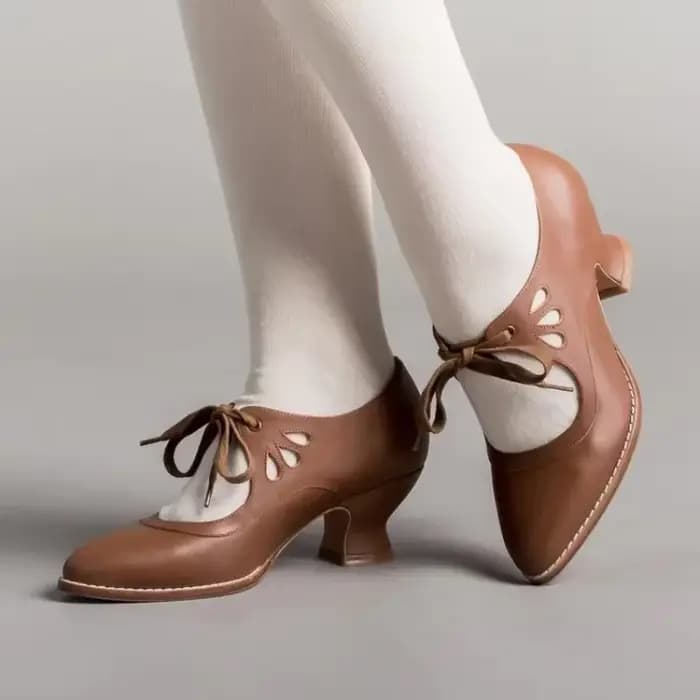 Rétro Jane pompes femme Vintage à lacets robe à talons bas Zapatos dames marque Design papillon aile Derby chaussures grande taille