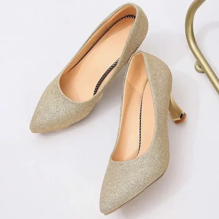 Escarpins à talons hauts à paillettes dorées brillantes pour femmes