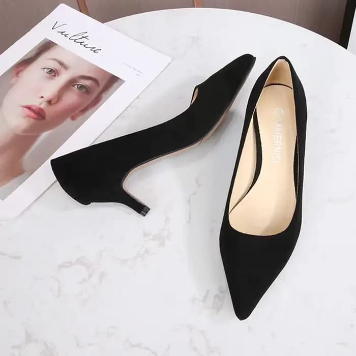Mode femmes talons hauts élégant bureau dame chaussures marque souple dames pompes bout pointu talon moyen 5 cm vert noir rouge D279