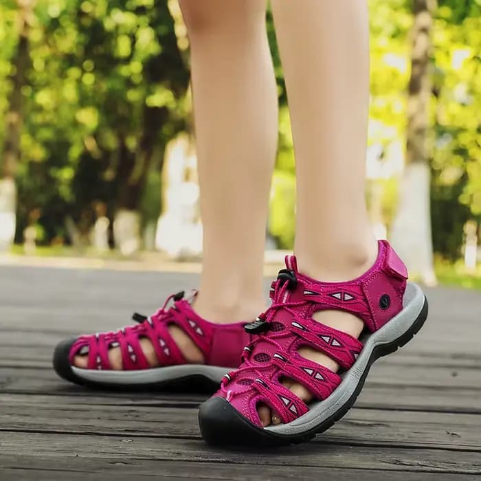 Sandales d'été en cuir véritable pour femmes