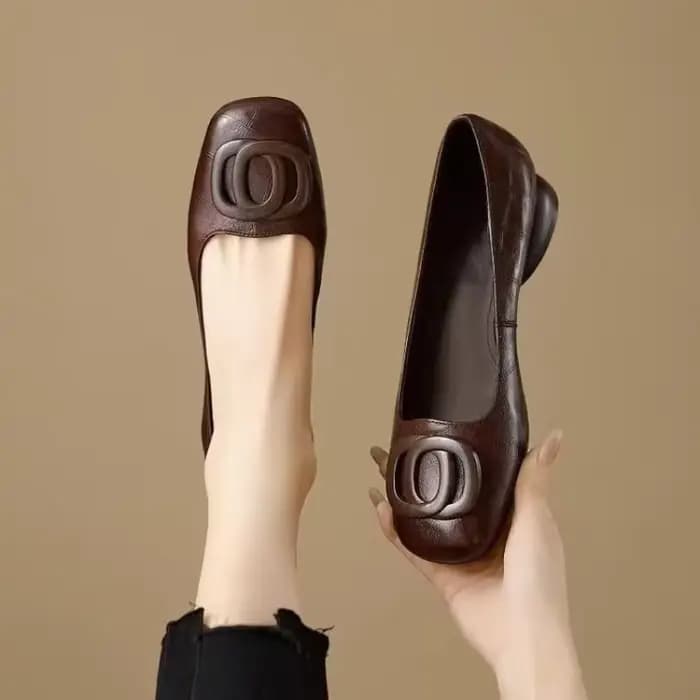 Escarpins à talon carré style français pour femme