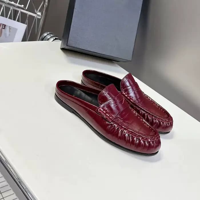 Mules plates confortables en cuir véritable pour femmes