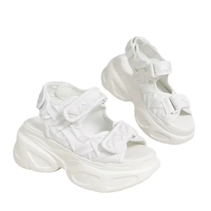 Sandales compensées blanches pour femme à plateforme