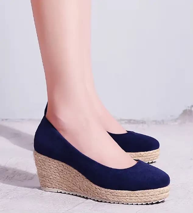 EAGSITY-Chaussures à l'offre elles compensées en daim pour femmes, espadrilles à talons hauts, escarpins à plateforme décontractés, chaussures de travail pour dames, fête et bureau