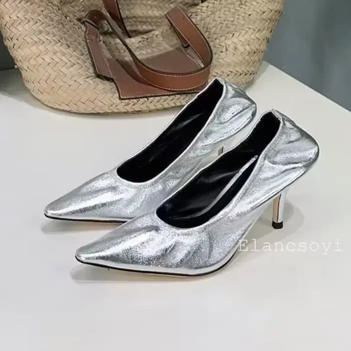 Bout pointu talons hauts chaussures simples femmes pompes en cuir véritable plissé Zapatos De Mujer printemps Simple