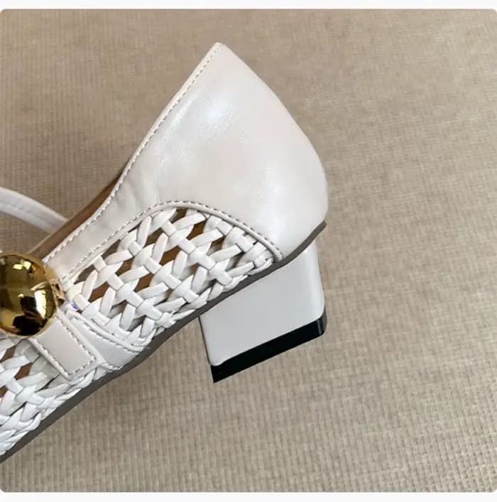 Femmes talon bas évider chaussures 3cm femme