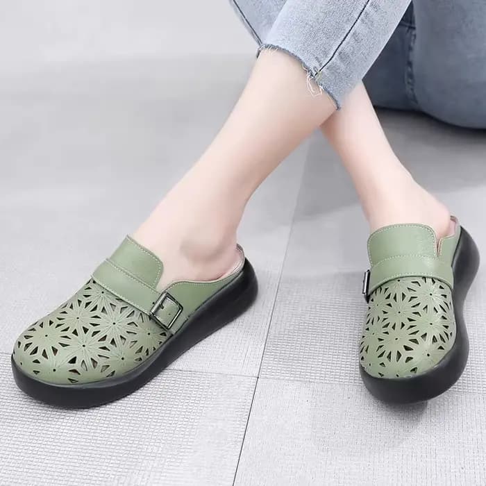 GKTINOO – mules romaines d'été pour femmes, chaussures en cuir de vache véritable, semelle souple avec sangle à boucle, pantoufles de sandales faites à la main