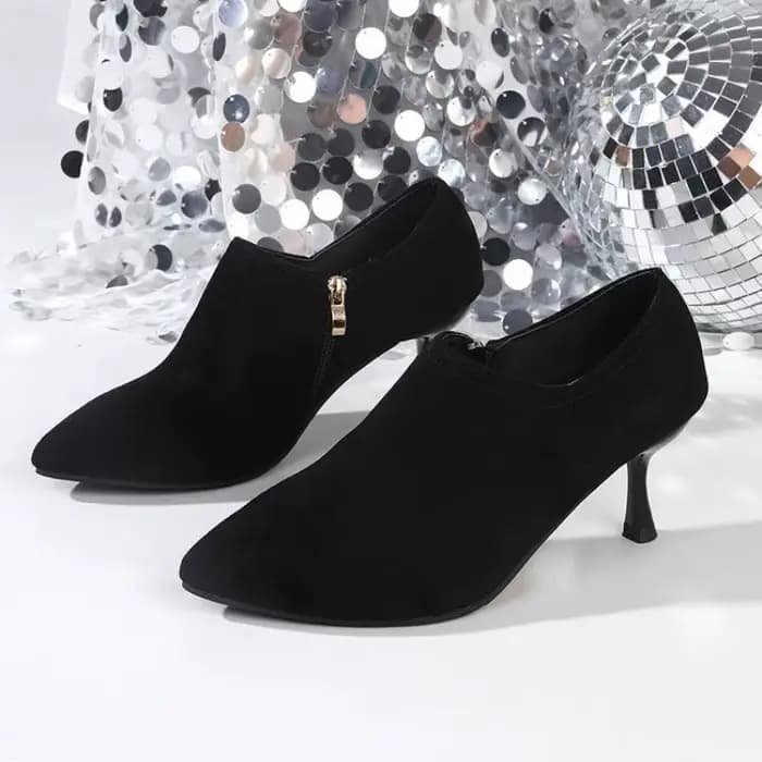 Escarpins à talons hauts pour femmes en cuir PU, à bout pointu, style OL, noirs