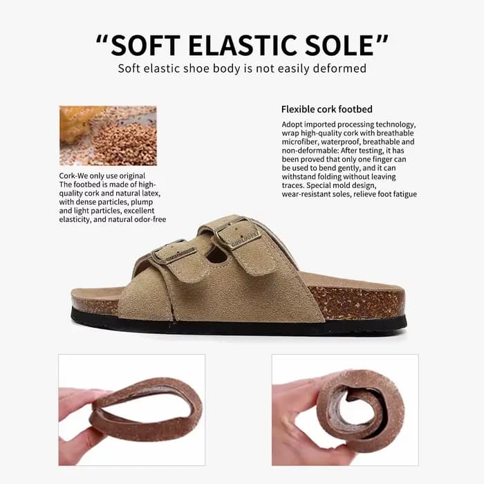 Birken New Arizona Cork Pantoufles Sandales plates pour femme avec semelle en liège