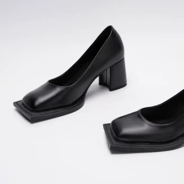 Escarpins rétro noirs à talons épais pour femmes