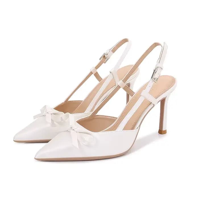 Escarpins pointus à nœud papillon en satin pour femmes