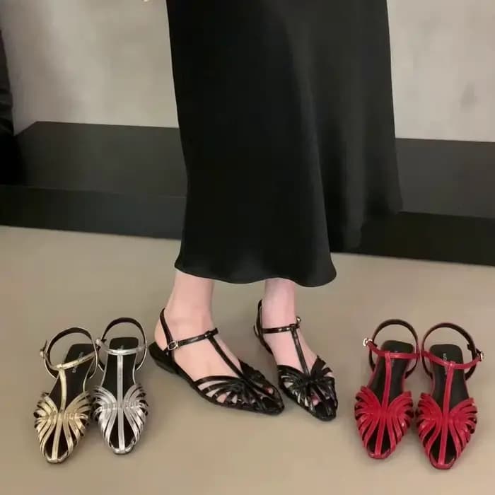 Bailamos 2026 Nouvelle Collection Été Sandales Femme Tendance à Bride Fine Talon Bas Style Gladiateur Bout Pointu avec Boucle Cheville