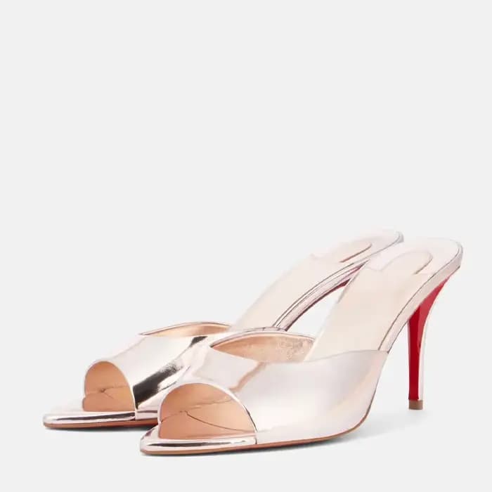 Nouvelles sandales romaines à bout ouvert et pointu pour femmes, chaussures sexy en métal, pantoufles d'extérieur, talon de 10,5 cm, Sandalias Romanas Mujer