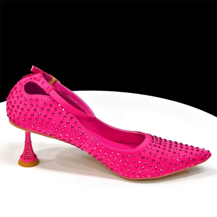 Ensemble élégant talons et sac à main fuchsia pour femme 2026 – Chaussures ornées de strass magnifiques pour mariages et événements spéciaux
