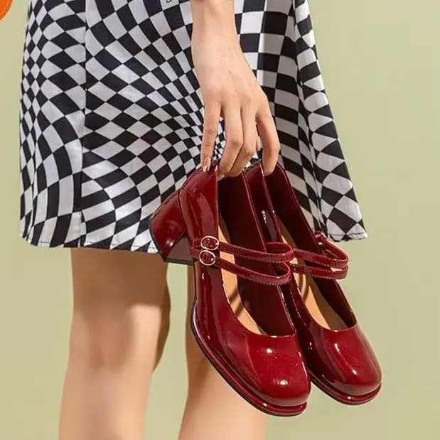 Chaussures Mary Jane à talons hauts rétro, style féerique, talon moyen, en cuir PU, bout rond, pour l'été