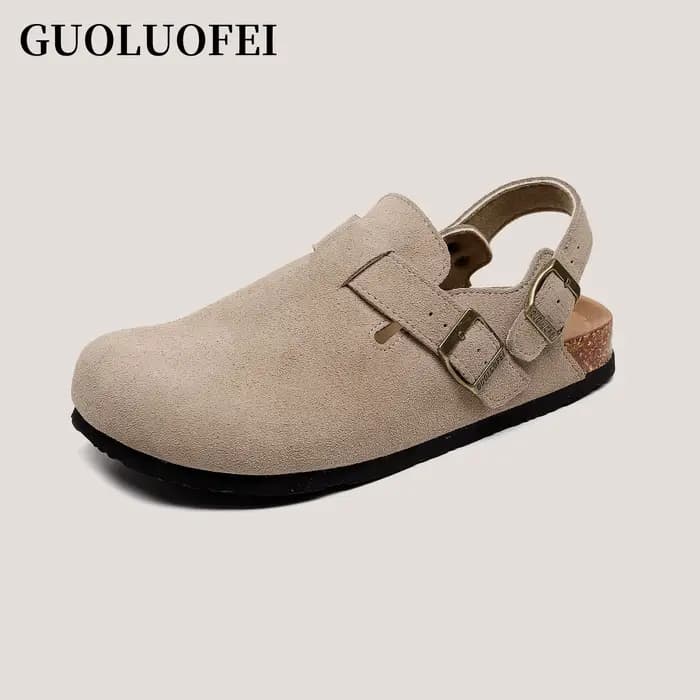 Sabots en daim pour femmes – Sandale sabot slingback réglable avec boucle