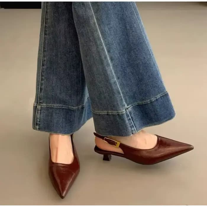 Sandales d'été à bout pointu pour femmes, mules élégantes à talon bas, chaussures de soirée pour femmes