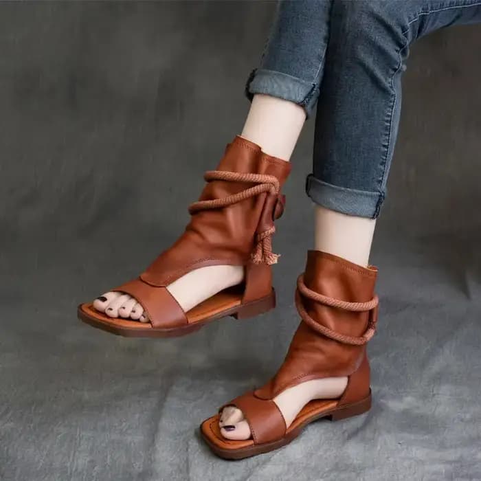 Birkuir-Sandales hautes en cuir véritable pour femmes