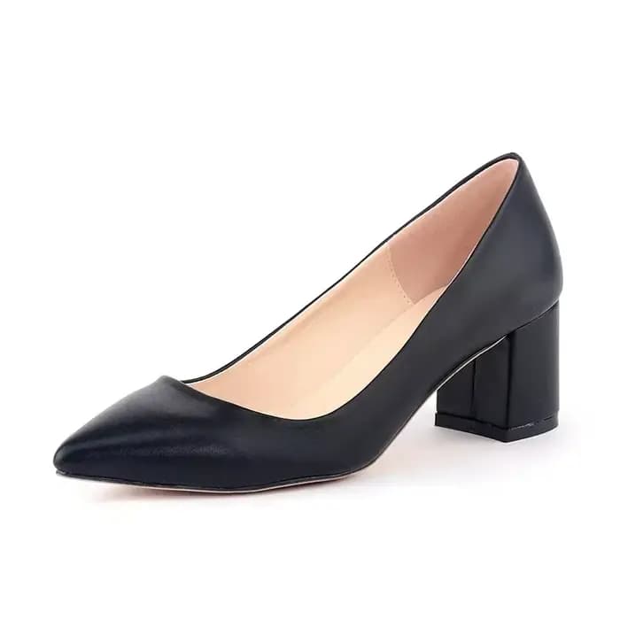 Femmes pompes nouveau Style nu décontracté 5 cm bout pointu bas épais talons hauts dames bureau travail noir Socialite fête chaussures de mariage