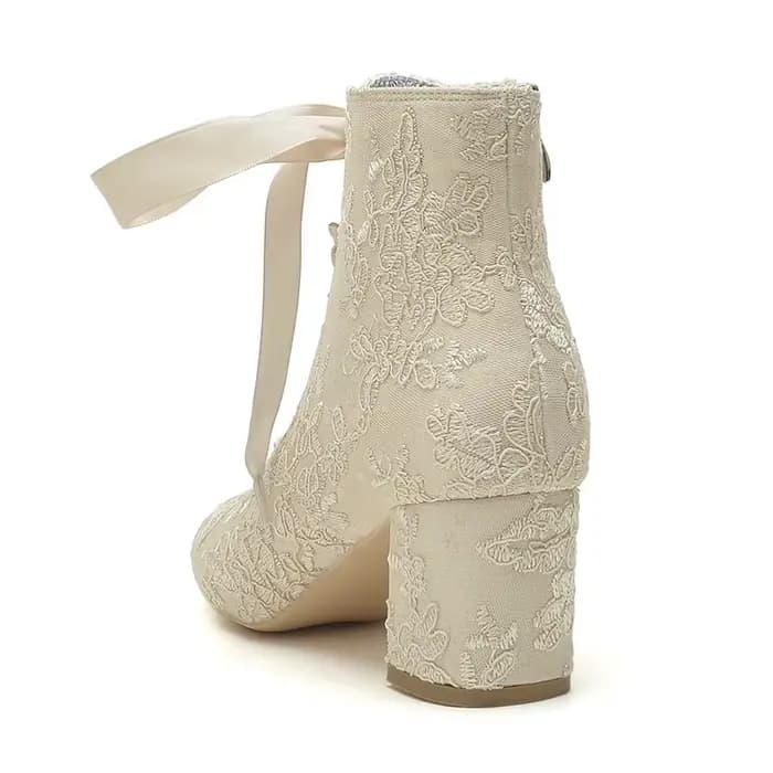 Bottes de Mariage en Dentelle à Talons Pointus
