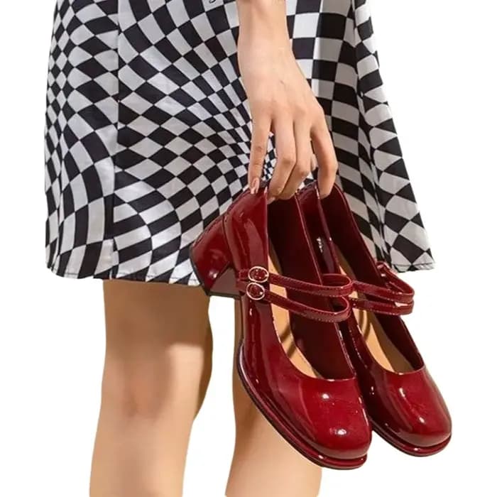 Chaussures Mary Jane à talons hauts rétro, style féerique, talon moyen, en cuir PU, bout rond, pour l'été