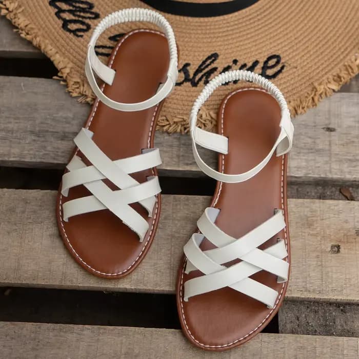 Chaussures pour femmes 2024 été nouvelles femmes sandales plates bas sandales à sangle romaine avec semelles en caoutchouc antidérapantes dames Sandalia quotidienne