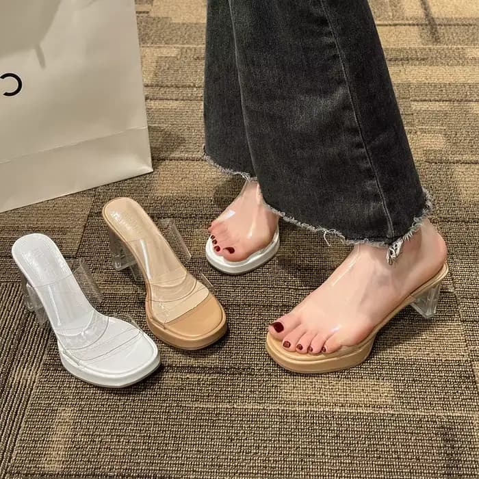 Sandales transparentes à talons hauts pour femmes