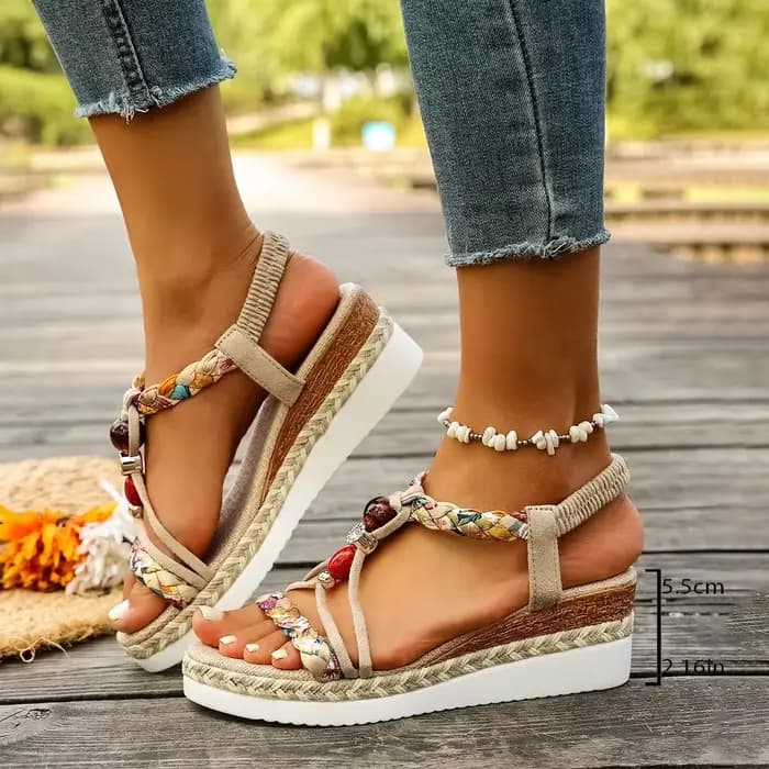 Mode t-strap plate-forme sandales pour femmes nouveau mélange de couleurs bande élastique