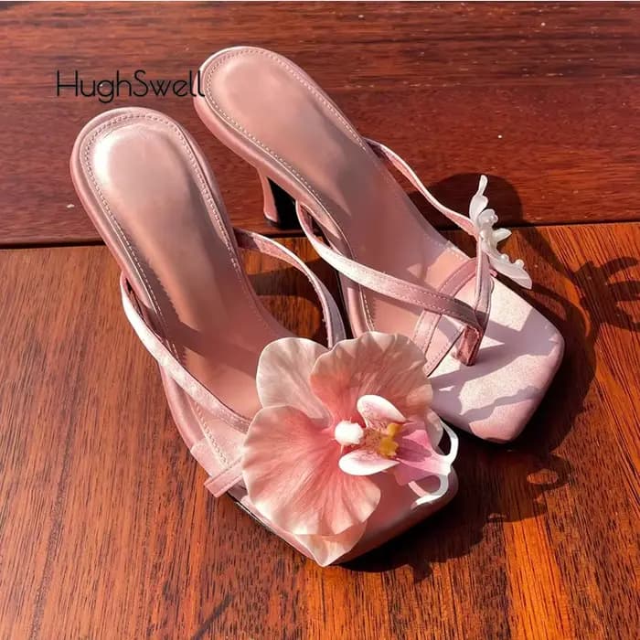 Mules de luxe en forme de papillon et d'orchidée pour femme