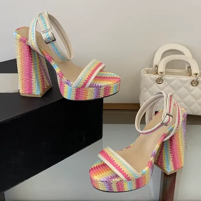 Sandales pour femme Eilyken sexy à boucle tressée camouflage
