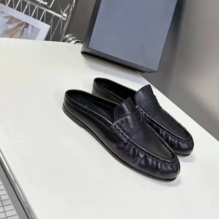 Mules plates confortables en cuir véritable pour femmes