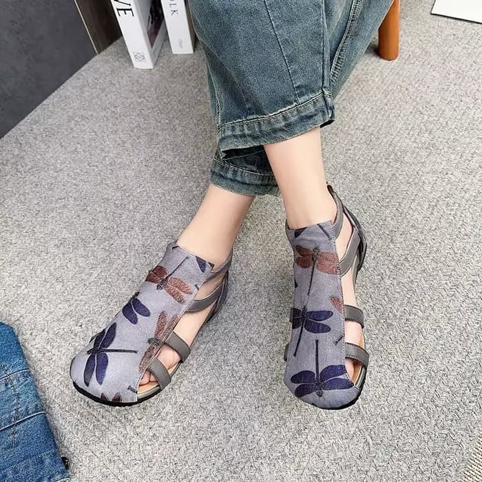 Birkuir évider sandales hautes bottes pour femmes en cuir véritable bout fermé