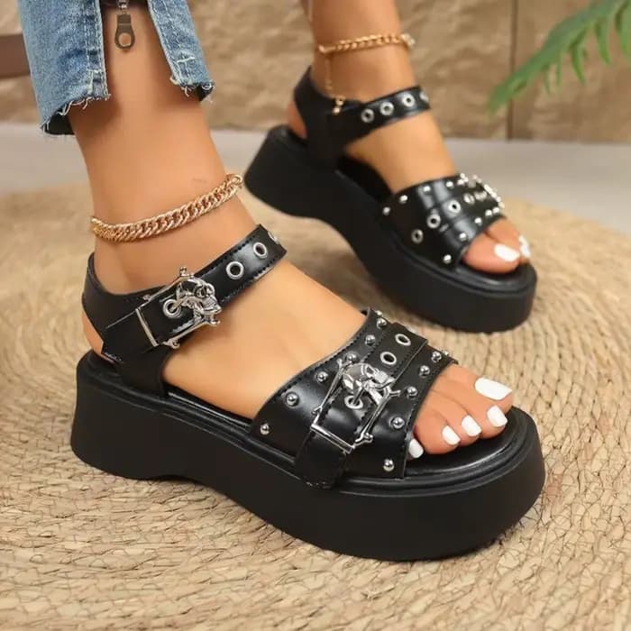 Sandales compensées punk pour femme 2026 – Nouveauté