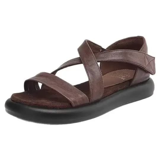 Sandales à talons épais en cuir véritable Ultra doux pour femmes