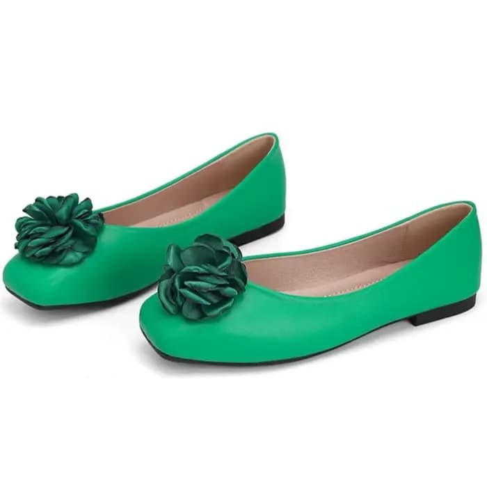 Nouvelles Chaussures Plates pour Femme à Bout Carré, Ornées de Fleurs, à Talon Bas, Style Mule, à Décolleté Bas