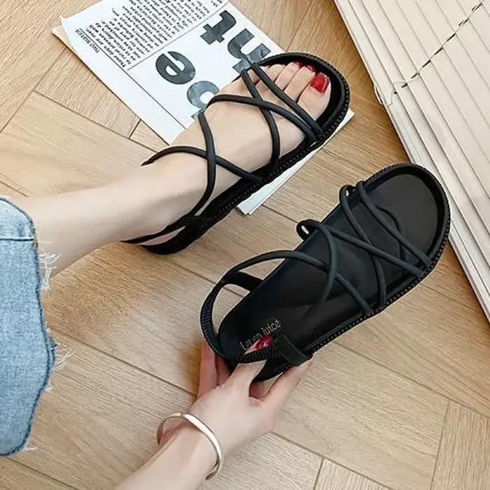 Nouvelle sandale orthopédique femme été 2025 plage sans talon confortable plat femmes espadrilles romaines sandales noir rose rouge Sexy