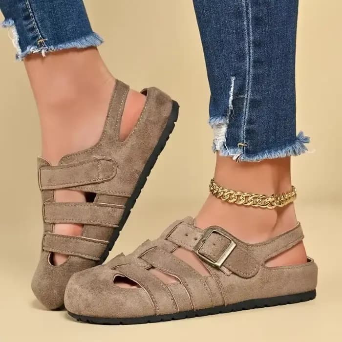 Sandales d'été pour femmes en daim