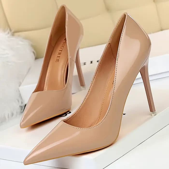 Femmes 7.5cm 10.5cm talons hauts mariage mariée classique pompes dame Scarpins en cuir métallique