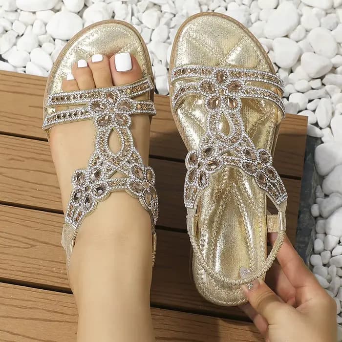 Nouvelles sandales à strass tendance et polyvalentes pour femmes