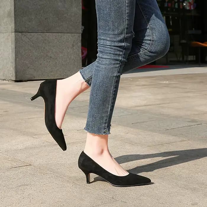 Mode femmes talons hauts élégant bureau dame chaussures marque souple dames pompes bout pointu talon moyen 5 cm vert noir rouge D279