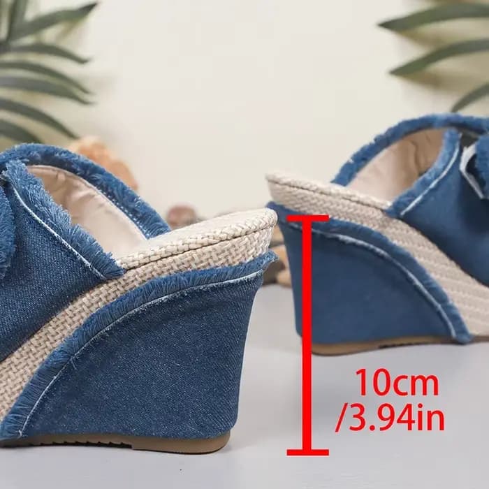 Sandales à talons compensés en Denim bleu pour femmes